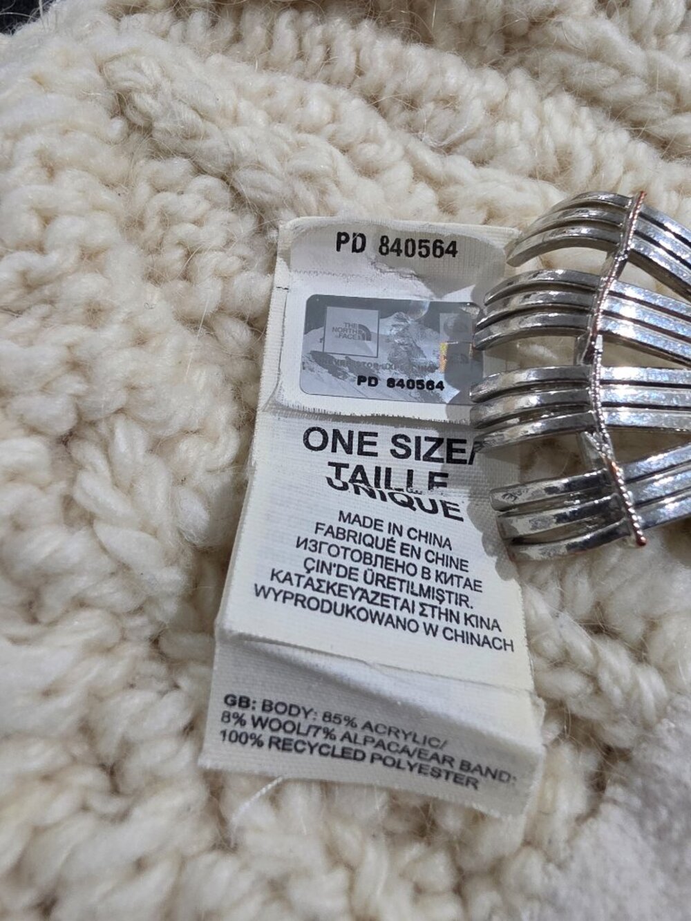 The North Face Cable Minna Beanie Cream Off-White Knit Fleece-Lined Winter Hat O - Picture 7 of 11